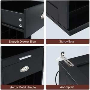 Estante de Esquina SENYU para Almacenamiento de Vino, Mueble Alto para Bar en Casa con Soporte para Copas, Luces LED y Cajón para Espacios Pequeños - Product Image 4