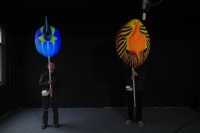 Ballon gonflable en forme de grue bleue, modèle de poisson tropical, en tissu Oxford avec lumière LED, 6-8 pieds, pour spectacle de défilé marin
