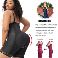 Coussin une pièce Powernet rehausseur de fesses Faja court respirant 4 pièces amovible rembourré Hip Shaper Butt Lifter Shapewear pour les femmes