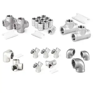 Sanitary stainless steel valve fittings 304 316 tee four for pipe connection elbow fittings