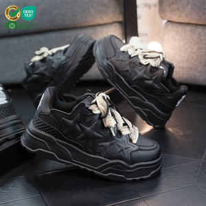 Wholesale for <b>White</b> <b>Black</b> Color Blank Pattern Thick <b>Sole</b> Lace-up Sporty Fashion Trend Couples Board <b>Shoes</b> Breathable PU - Product Image 1