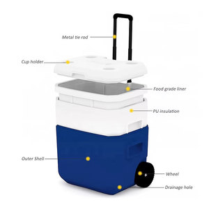 Glacière isotherme moderne 62L avec compresseur, roues et serrure, capacité 52L, garde les aliments frais pour la pêche et la navigation - Product Image 2