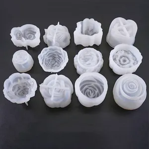 Resin Mold Silicone 12 Pcs 3D Flower Rose Silicone Mold Resin Mould DIY Craft Mould Jewelry Making Tools Epoxy Casting Molds