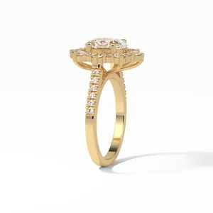 New Trendy Design Moissanite 1.91 Ct Oval Cut Engagement <b>14K</b> <b>Gold</b> <b>Ring</b> for Engagement and Gift Propose - Product Image 6