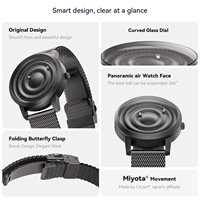 Reloj Magnético Creativo Premium OEM Personalizado, Sin Manecillas, para Hombre, con Correa de Cuero Genuino y Madera de Sándalo Natural, Venta al Por Mayor de Fábrica
