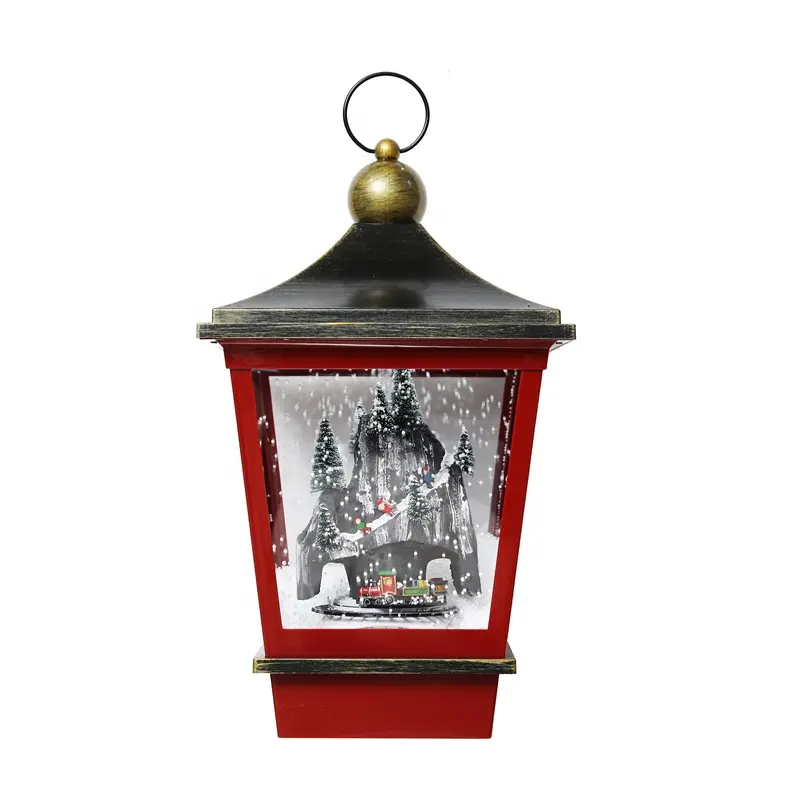 Christmas Wall Hanging Lantern with Snowing and Musical Playing Christmas Music Box Toys