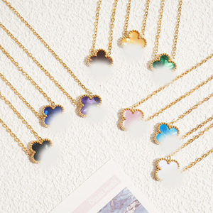 Waterproof <strong>Clover</strong> <strong>Necklace</strong> Multicolor Stainless Steel 18K Gold White Black Four <strong>Leaf</strong> <strong>Clover</strong> Pendant <strong>Necklace</strong>
