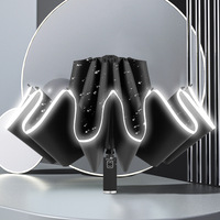 Parapluie inversé personnalisé 10K pour entreprise, avec bande réfléchissante, ouverture automatique, revêtement noir moderne, en pongé, pour adultes
