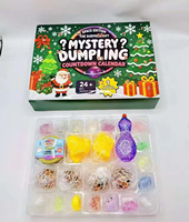 Nouveauté : Calendrier de l'Avent 24 Jours Thème Père Noël – Boîte Mystère Douce et Moelleuse en Forme de Dumpling, Jouets Anti-Stress Fidget