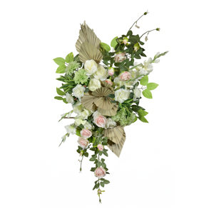 Luxury <b>Artificial</b> Flower <b>Bouquet</b> Decorative Wreaths and Swags White Rose Floral Wall Hanging Arrangement for Home Wedding Decor - Product Image 1