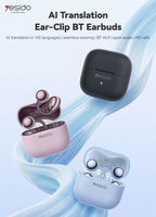 Écouteurs Bluetooth Yesido BT6.0, 145 langues, port confortable, audio ouvert, appels HD, traduction IA, casque sans fil TWS49