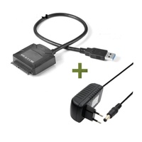 Adaptateur USB3.0 vers SATA 3.0 de 3,5 pouces, connecteur de disque dur 15 broches avec boîtier en plastique, compatible HDD SSD, garantie de 12 mois