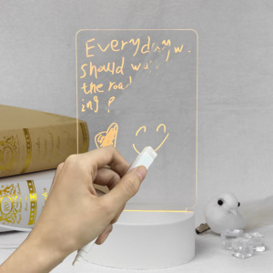 Tableau d'affichage portable en acrylique Design 2023, effaçable, transparent, pour informations, avec veilleuse LED DIY, cadeau pour enfants - Product Image 2