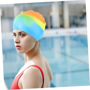 Bonnet de bain en silicone multicolores pour adultes, bonnet de bain en silicone personnalisé - Product Image 6