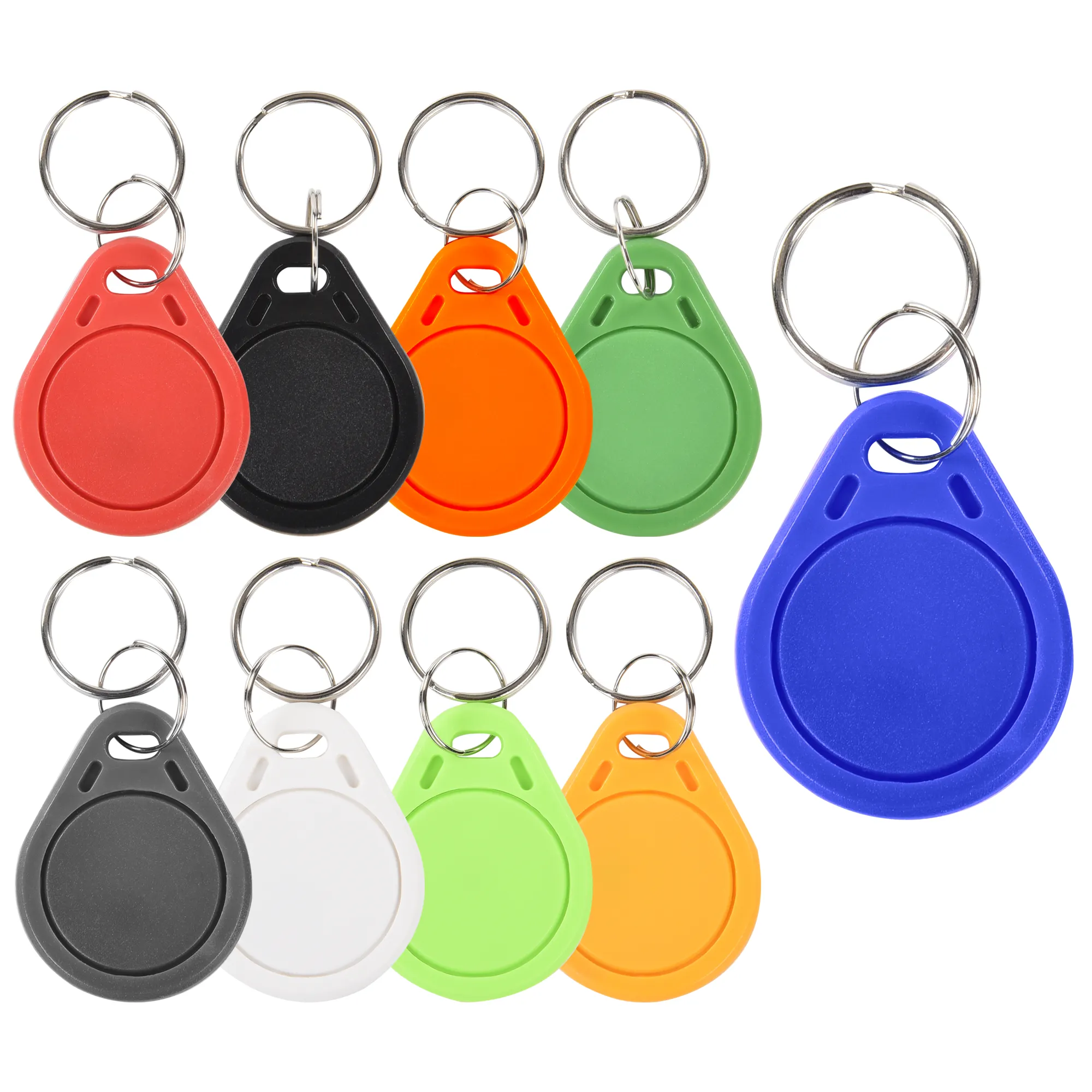 Kustom TK4100 EM4200 T5577 Programmable ditulis ulang UID 125Khz 13.56Mhz ABS NFC Tag Keyfob RFID kunci Fob dengan gantungan kunci