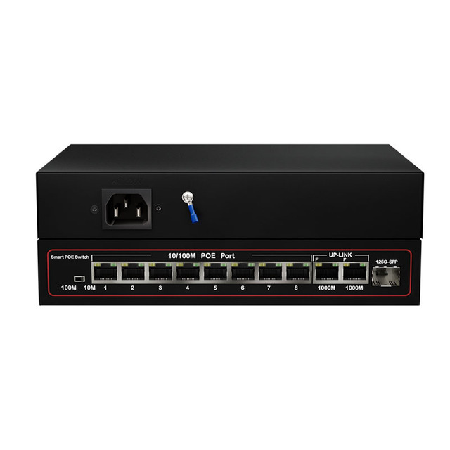 8 Port 10/100Mbps PoE Switch with 2 Gigabit Uplink 1 SFP Slot 30W 8 Ports POE IEEE 802.3af/at Metal Casing