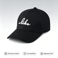 Cappellino da Baseball Personalizzato con Logo 3D in Rilievo, in Cotone Nero, Visiera Curva Regolabile, per Uomo e Donna, Uso Casual e Outdoor