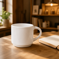 Tazza da Caffè in Ceramica Bianca Impilabile per Sublimazione, Personalizzabile con Citazioni Motivazionali e Logo, Ordine all'Ingrosso, Regalo Aziendale