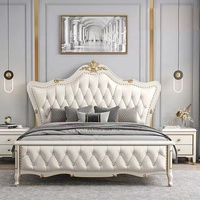 Lit King Size avec cadre en chêne et revêtement en cuir microfibre, tête de lit capitonnée, rangement sous le lit, meubles de chambre à coucher pour la maison