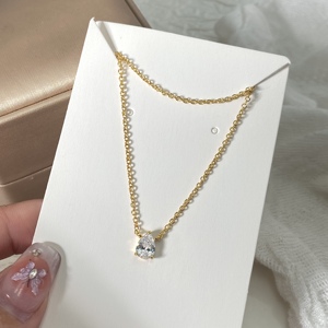 Collar con colgante de lágrima de moda para mujer, chapado en oro de 18 quilates, con pequeño dije de pera, circonita cúbica, joyería de moda al por mayor - Product Image 4