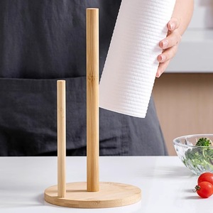 Wooden <b>Kitchen</b> <b>Paper</b> Towel Holder Vertical Roll Storage Rack Natural Wood Color Minimalist Design Eco Friendly <b>Kitchen</b> - Product Image 2