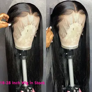 Kualitas Pabrik Qingdao 10A Tanpa Lem Rambut Manusia Brasil Penuh Renda Wig dengan Rambut Bayi, Wig Rambut Manusia Kepang untuk WANITA HITAM