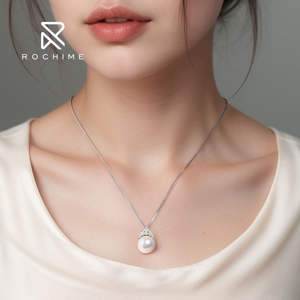 Rochime Ice Queen Perla Colgante Collar Plata Personalizado Delicado Rodio Plateado Collares - Product Image 6