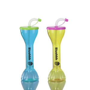 16oz 500ml Dumbbell Plastic Yard Cup Slush Daiquiri Customized logo Souvenir Juice Drinkwares with Lid and Straw - Product Image 1