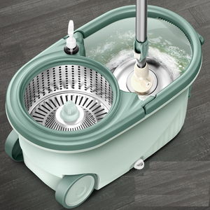 Serpillère rotative magique à 360° avec manche en acier et panier rotatif pour le nettoyage des sols à domicile - Product Image 6