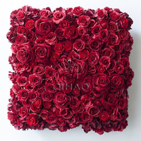 Décoration de mariage A3, panneau de fond mural de fleurs rouges 8ft x 8ft, mur de fleurs artificielles en soie 3D 5D enroulable
