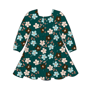 Abito Estivo di Alta Qualità per Bambine con Stampa Personalizzata, Maniche Lunghe, Motivi Floreali, Morbido e Confortevole, Lunghezza al Ginocchio, <span class=keywords><strong>Vestito</strong></span> Casual - Product Image 5
