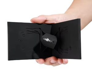 Boîte à Bague Haut de Gamme Luxe Léger Noire Rouge en Papier Tactile Vide pour Homme et Femme, Conteneur à Bague de Demande en Mariage, Boîte à Bijoux - Product Image 6