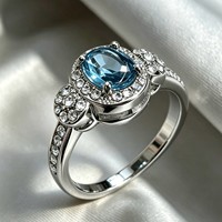 Bague Vintage Ovale en Laiton Plaqué Or Antique pour Femme, avec Tanzanite Synthétique, Vente en Gros Directe Usine OEM