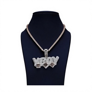 Pendentif Thème YBOY pour Homme, Bijou Hip-Hop, Chaîne en Alliage Plaqué Argent 925, Breloque Lettre Micro-Pavée en Strass de Cristal, Cadeau - Product Image 1