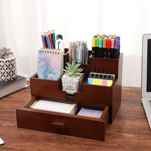 Wooden Tiered Storage Box 3 Layers Multi Compartment Drawer Desk Organizer <b>Stationery</b> <b>Holder</b> Desktop Office Supply Organizer - Product Image 1