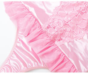 Lingerie seksi merah muda kualitas tinggi Set Ruffle renda Satin Lingerie malam seksi wanita Lingerie tembus pandang Lingerie Lingerie Lingerie Lenceria - Product Image 5
