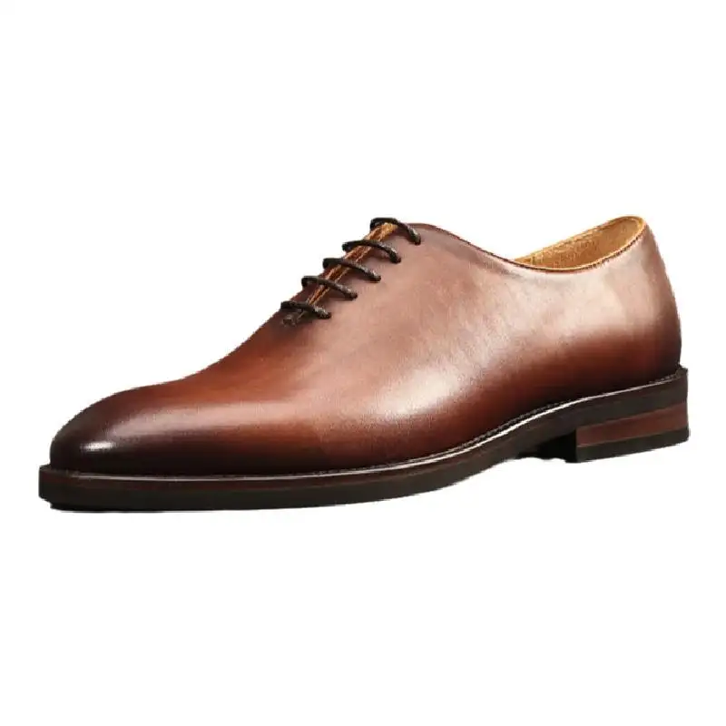 High quality hot selling men's English square head business suit leather shoes Oxford men's brown leather shoes