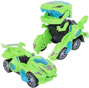 HUAYI Boy Toys 2 in 1 Dinosaurier-Spielzeug autos, die Dinosaurier-LED-Auto mit Musik-Deform-Dinosauriers pielzeug transformieren