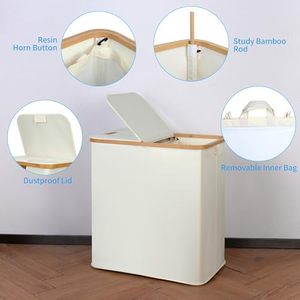 Nhà máy tùy biến 140L quần áo giỏ tổ chức cản trở quần áo bẩn cản trở có thể gập lại đôi giặt cản trở với nắp - Product Image 4