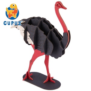 CUPUZ <span class=keywords><strong>Puzzle</strong></span> <span class=keywords><strong>3D</strong></span> en papier autruche, l'oiseau le plus grand de la savane, kit de bricolage pour décoration de bureau, jouets éducatifs, puzzles et jeux - Product Image 2