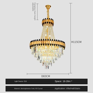 Lustre d'intérieur en cristal moderne nordique 2023 rond noir or fer 60 en verre de Murano - Product Image 3
