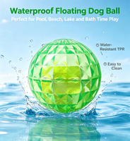Balle flottante pour chien à facettes de diamant, jouet interactif transparent en TPR rebondissant pour animaux de compagnie, jouet durable pour nettoyer les dents et le jeu de rapport
