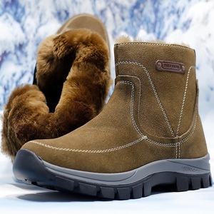 Bottes de neige pour femmes Hu Wai, talon moyen, doublure en fourrure chaude, bottes d'hiver pour l'extérieur - Product Image 1