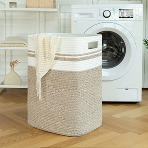 Cotton Rope Woven Laundry Basket Large Capacity <b>Rectangle</b> Storage <b>Bin</b> For Clothing Organizer Nordic Style - Product Image 1