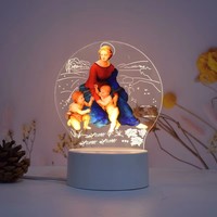 Vente en gros de lampe de statue chrétienne de jésus vierge marie Décoration intérieure Cadeaux pour enfants Veilleuse LED Lumière acrylique 3D Articles cadeaux Livraison directe