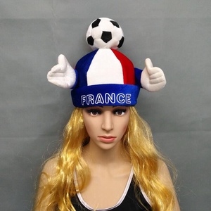 <span class=keywords><strong>Crazy</strong></span> Soccer Fans Cap Funny Football Shape Party Supporter White Red Hat pour la France Outdoor Use - Product Image 5