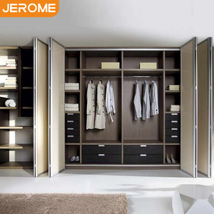 Armarios plegables de diseño moderno personalizados de fábrica, <span class=keywords><strong>muebles</strong></span> de armario, puerta de vidrio plegable, armario de madera - Product Image 4