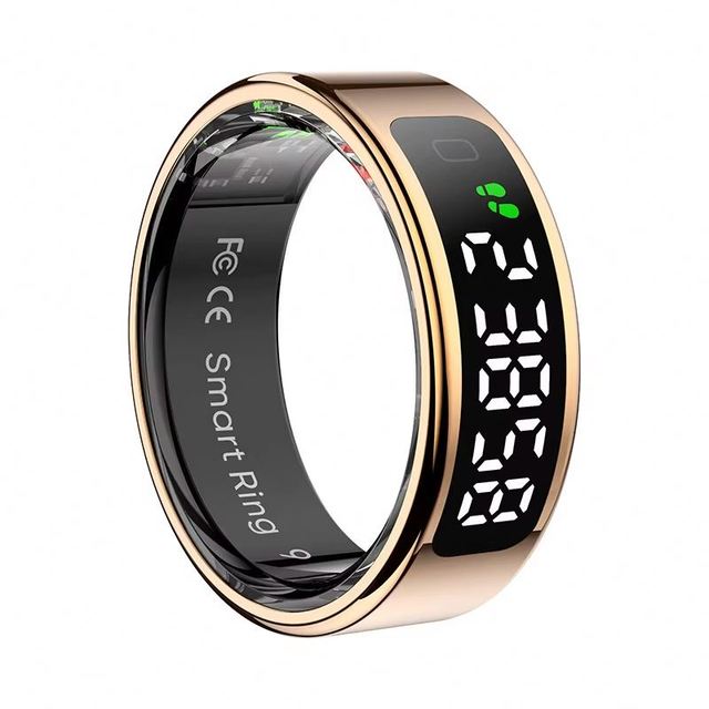 R11 Smart Ring With Display Wireless Charging,Gesture Control Heart Rate Monitor Step Counter Fitness Tracker for Men