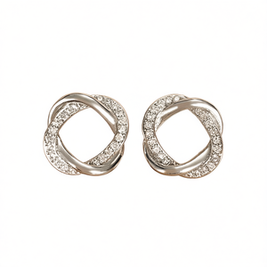 Orecchini a Perno Dorati E3331 con Cristalli Geometrici e Strass, Lussuosi per Uso Quotidiano, con Micro Incastonatura - Product Image 1