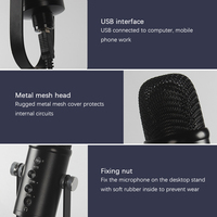 Microphone à condensateur USB professionnel OEM pour enregistrement, microphone de studio de bureau YR13